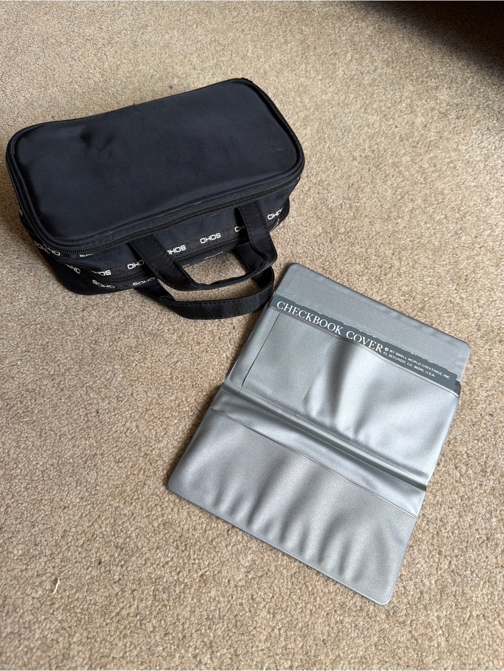 SOHO Cosmetic Travel Bag + Vintage Checkbook Cover Set
